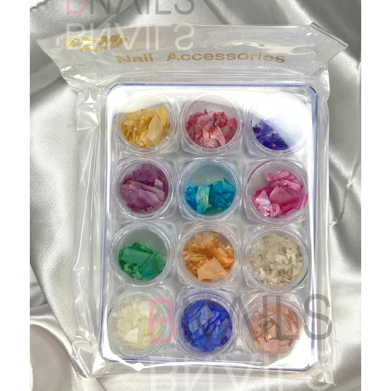 Kit Decoração Madre Perola Grande C/ 12 Decoração De Unhas Sortido Nail Art Manicure Acrigel