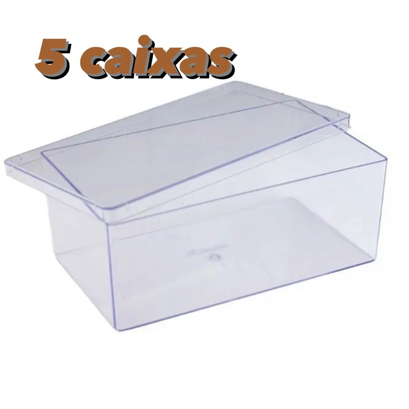 Kit 5 Pç Cake Box Blue Star RETANGULAR Com Tampa 1,5l Cristal BlueStar em Oferta na Shopee