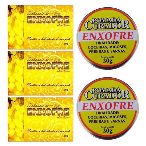 3 Sabonete Enxofre + 2 Pomada Enxofre em Oferta na Shopee