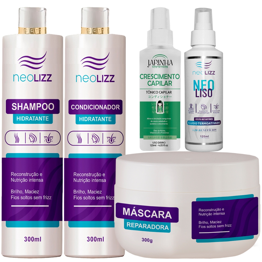 Kit Tratamento Capilar | Shampoo + Condicionador + Máscara óleos Nutritivos + Tônico Capilar