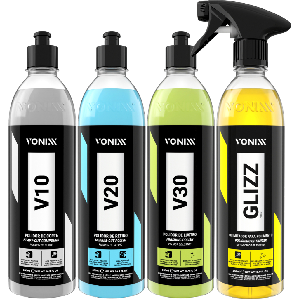 Kit Vonixx Polimento V10 Corte + V20 Refino + V30 Lustro + Glizz em Oferta na Shopee