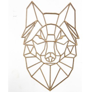 Decoração escultura de Parede Lobo Geometrico Aplique em MDF CRU quadro enfeite painel parede porta casada presente casa nova sala
