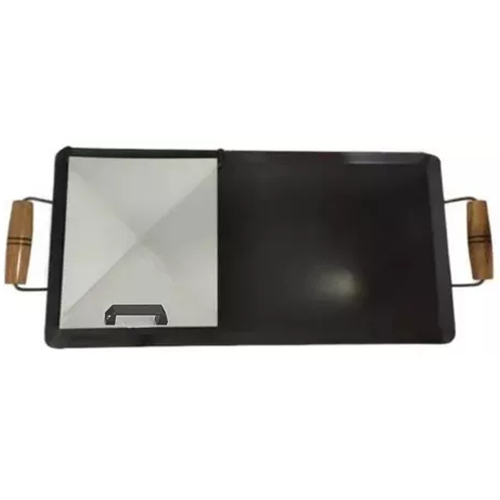 Chapa Lanches Hambúrguer Fogão Churrasqueira C/ Cabo Madeira