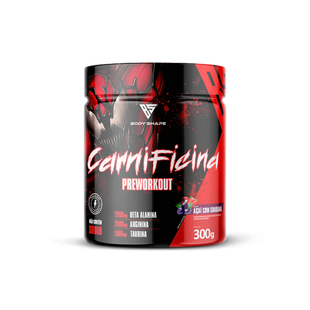 Pre Treino em Pó Carnificina High Impact Energy 200mg de Cafeína Pote 300g Body Shape