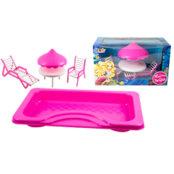 Brinquedo Menina Kit Piscina Para Bonecas Barbie Princesas - Com Caixa Para Presente
