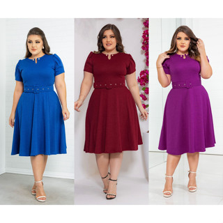 Vestido Godê Pérola Com Manga Princesa Perfeito Acompanha Cinto Lindas Cores