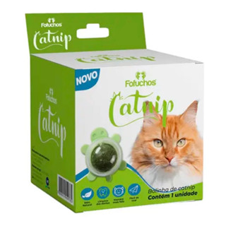 Bolinha de Catnip Giratória Erva Natural Relaxante Interativo com Suporte adesivado para Gatos - Fofuchos