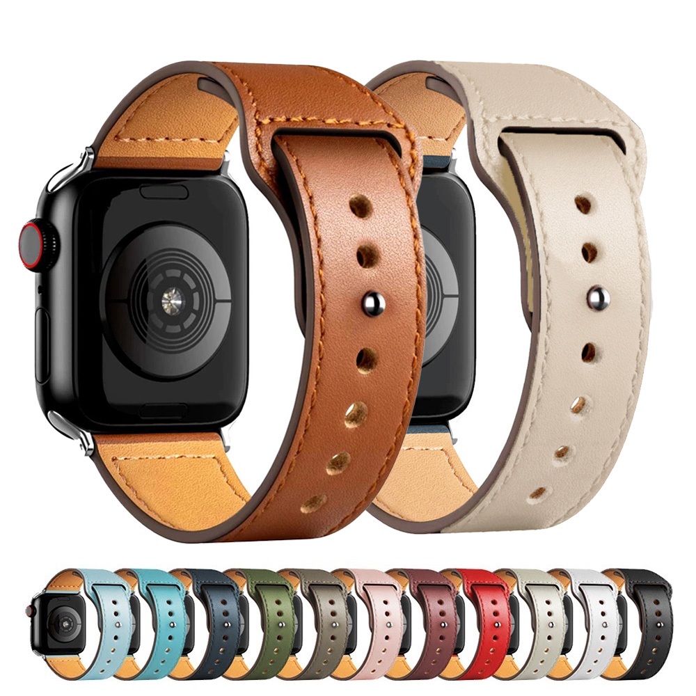 Pulseira de Couro Para Smartwatch Apple Watch 7 8 9 49mm 45mm 44mm 42mm 41mm 40mm 38mm Ultra