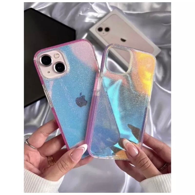 Capa capinha case Iphone Holográfica Brilho Furta Cor com bordas colorida para iPhone 7/8G / 7/8PLUS / SE2020 / XR/ 11 / 11PROMAX / 12 / 12PRO / 12PROMAX / 13 / 13PRO / 13PROMAX / 14 / 14PRO / 14MAX / 14PROMAX / 15 / 15PRO / 15PROMAX