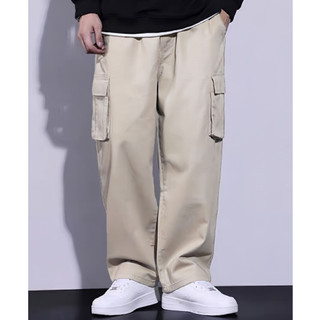 Calça Cargo Masculina De Sarja Com 5 Bolsos Cintura Elástica E Cordão Ajustável