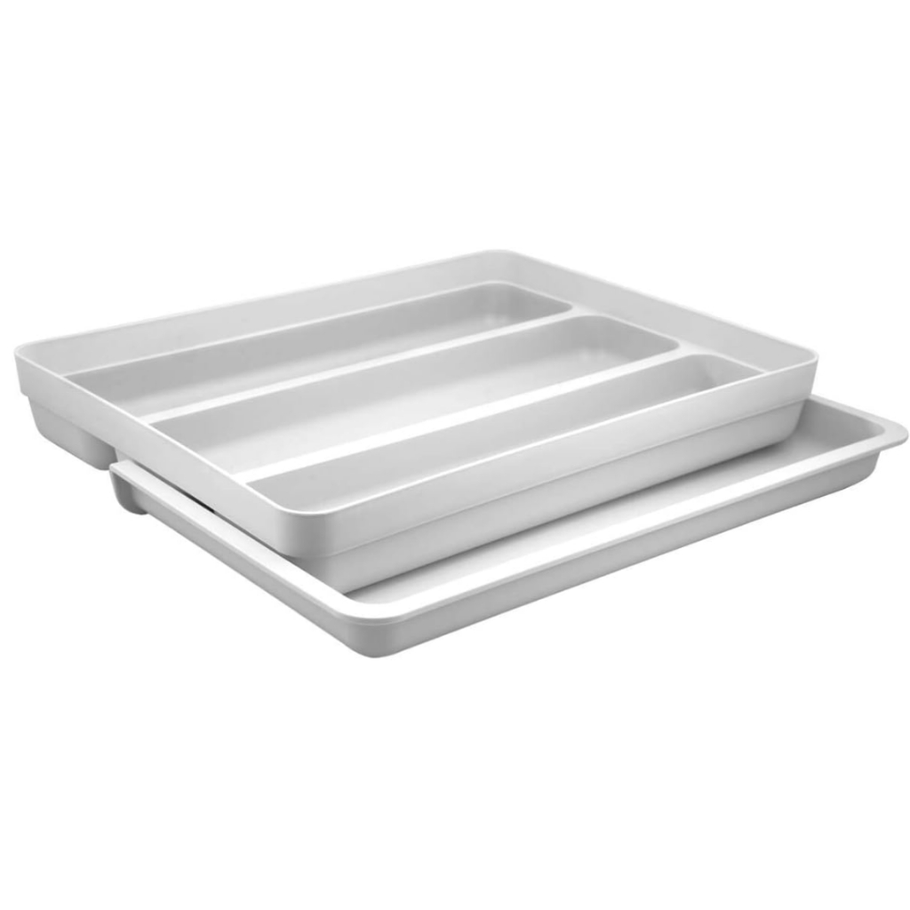 Organizador De Plástico C/Suporte Extensível Branco C/5 Divisórias Utilidades E Decoração Ref:OL6508