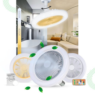 Ventilador Teto Luminária Silencioso Controle Remoto E27 30w