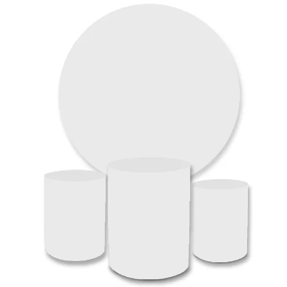 Kit Decorativo Painel Redondo C/ Elástico + Trio Capa Cilindro Branco Liso Veste Fácil
