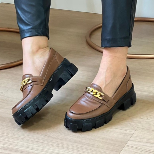 Mocassim Tratorado Tendência Confortável Chunky Blogueirinha Envio Imediato