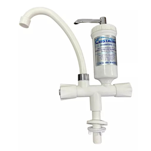 Torneira C/ Filtro Cristalina Reduz o Cloro Bancada Branca em Oferta na Shopee