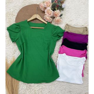 Blusa Feminina Lisa manga curta corte Barbado