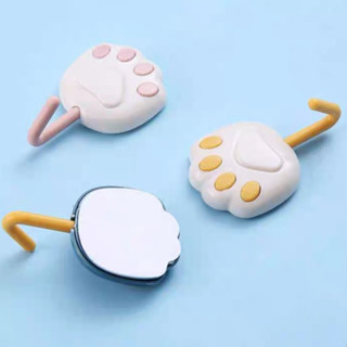 Gancho De Parede Pata de Urso Cachorro 6,5x4cm Multicolorido Verde e Amarelo com Adesivo Universal
