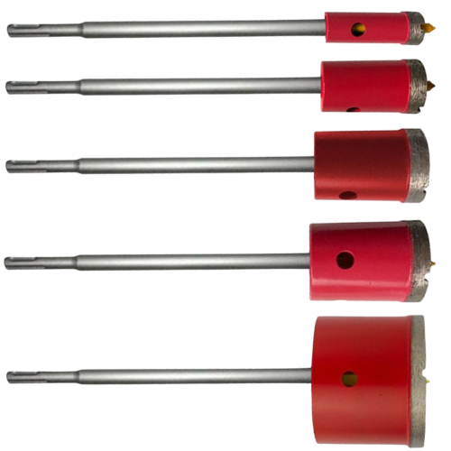 Serra Copo Broca Diamantada + Haste Sds Para Martelete 19mm 20mm 25mm 30mm 35mm 40mm 53mm 60mm 65mm em Oferta na Shopee