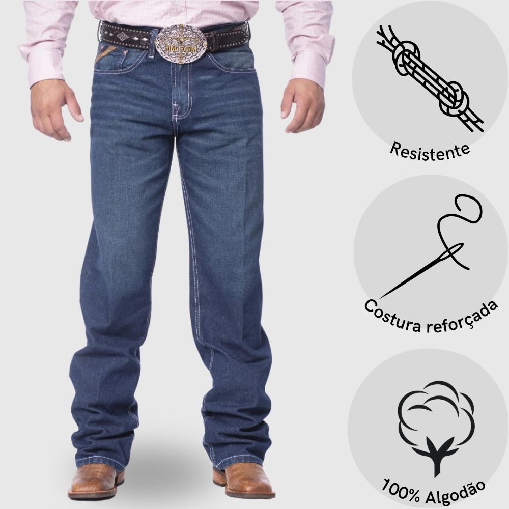 Calça Masculina King Farm RUST 3.0 Relaxed Fit 100% Algodão Lavagem Estonada Costura Dupla Reforçada — imagem 2 de 2