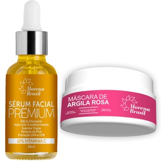 Kit Sérum Vitamina C-10 + Máscara Facial Skin Care | Ação Anti-envelhecimento - Perfeito Para Peles Sensíveis E Delicadas