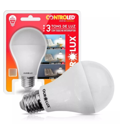 Lâmpada Inteligente Controled 3 Tons de Luz - Ourolux