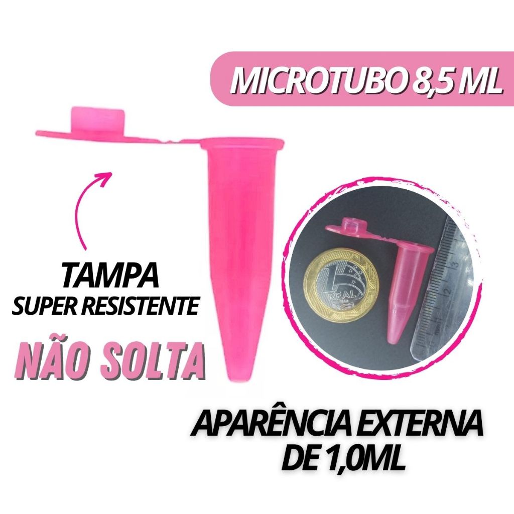 Microtubo De Centrifugação Flaconete Pino Cápsula Epp. Pino 1,0ml Externo, 0,8ml Interno (Novo Super Econômico) - Pink C/ 1.000