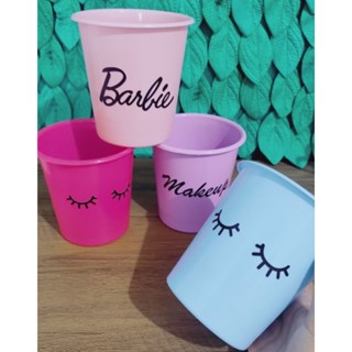 Balde Organizador de Maquiagem Porta Pincéis Plástico Barbie Cílios Makeup