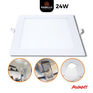 Painel Led 24W Embutir Quadrado Alumínio Luz Amarela/Neutro Avant