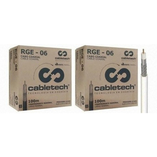 Cabo Coaxial Rg6 Blindado 100 Metros Branco Malha 60/90% Melhor Preço em Oferta na Shopee