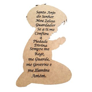 Oração Santo Anjo Menino MDF
