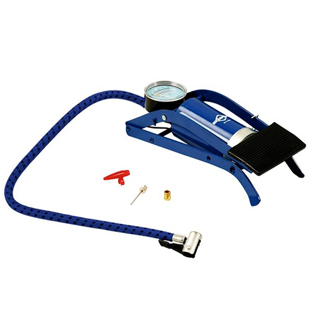 Bomba De Ar Manual Com Pedal E Manômetro Profissional Enche Fácil Rápido Calibrador - BRASFORT