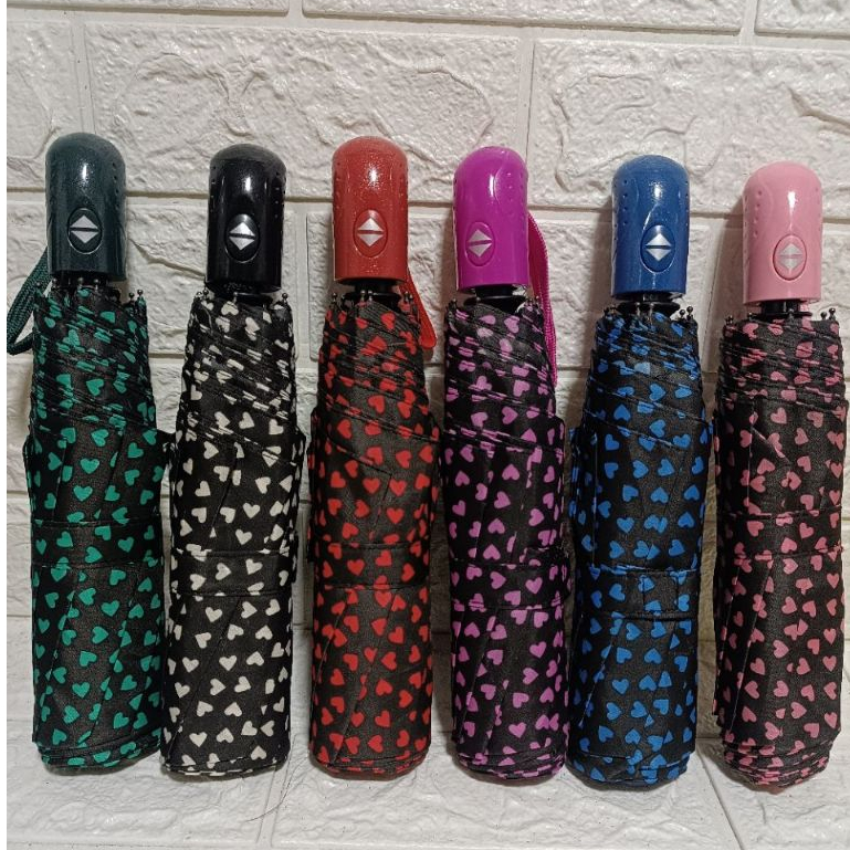 224 - Guarda Chuva Automático Estampa Corações Pequenos em Oferta na Shopee