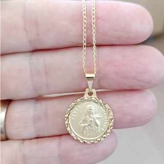 Corrente Colar Gargantilha Santa Terezinha Bijuteria Banhado A Ouro em Oferta na Shopee