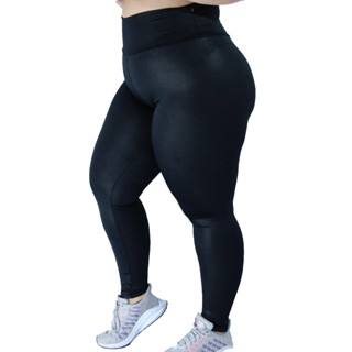 Calça Legging Cirre Plus Size G1 G2 G3 G4 Couro Brilhoso Em Suplex Poliester WOLFOX