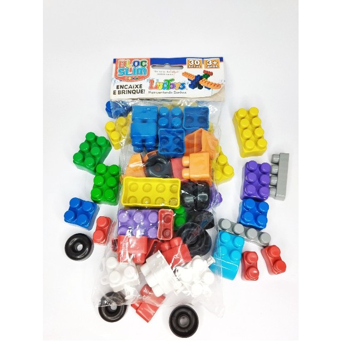1 Pct de Bloco De Montar 30 Peças Rodinha Brinquedo Didático Educativo Oferta em Oferta na Shopee