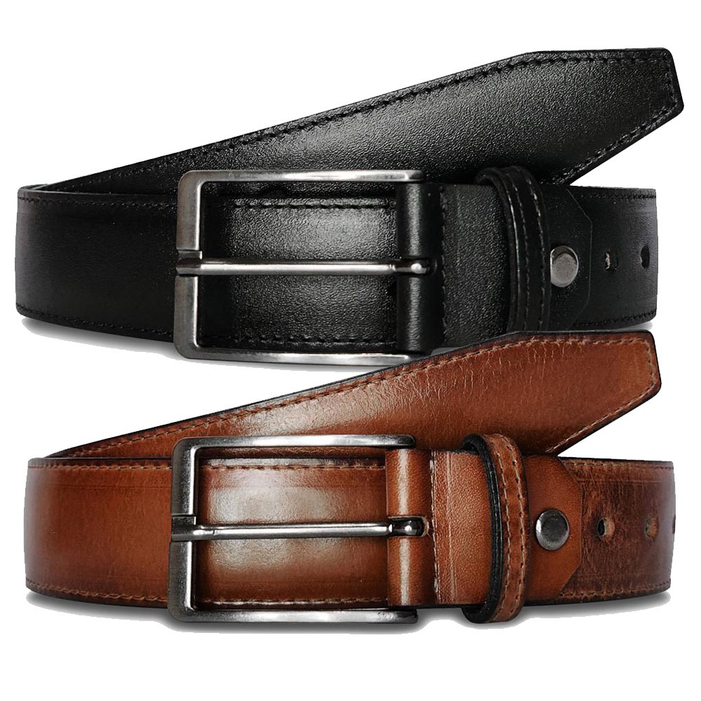 Kit 2 Cintos Masculino Social De Couro Legítimo Preto e Wisk Marrom em Oferta na Shopee