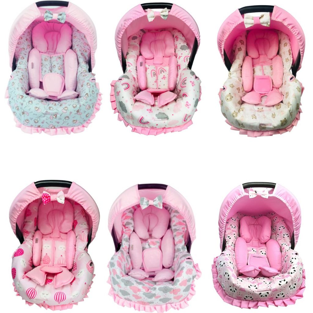 Capa Para Bebe Conforto Acolchoado Protetor Floral Bailarina Nuvem rosa