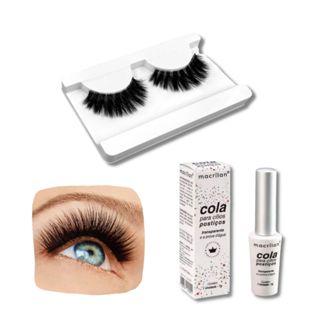 Cílios Postiços Intense Volume + Cola Para Cílios Postiços Transparente Macrilan