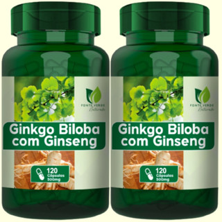KIT 02 Ginkgo Biloba com Ginseng 500mg 120 Capsulas Fonte Verde