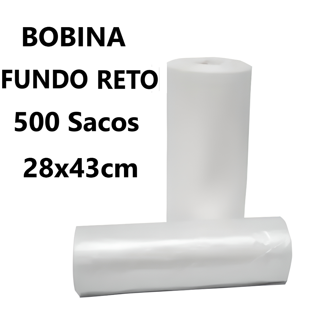 Bobina picotada plastica fundo reto 28x43cm com 500 Sacos