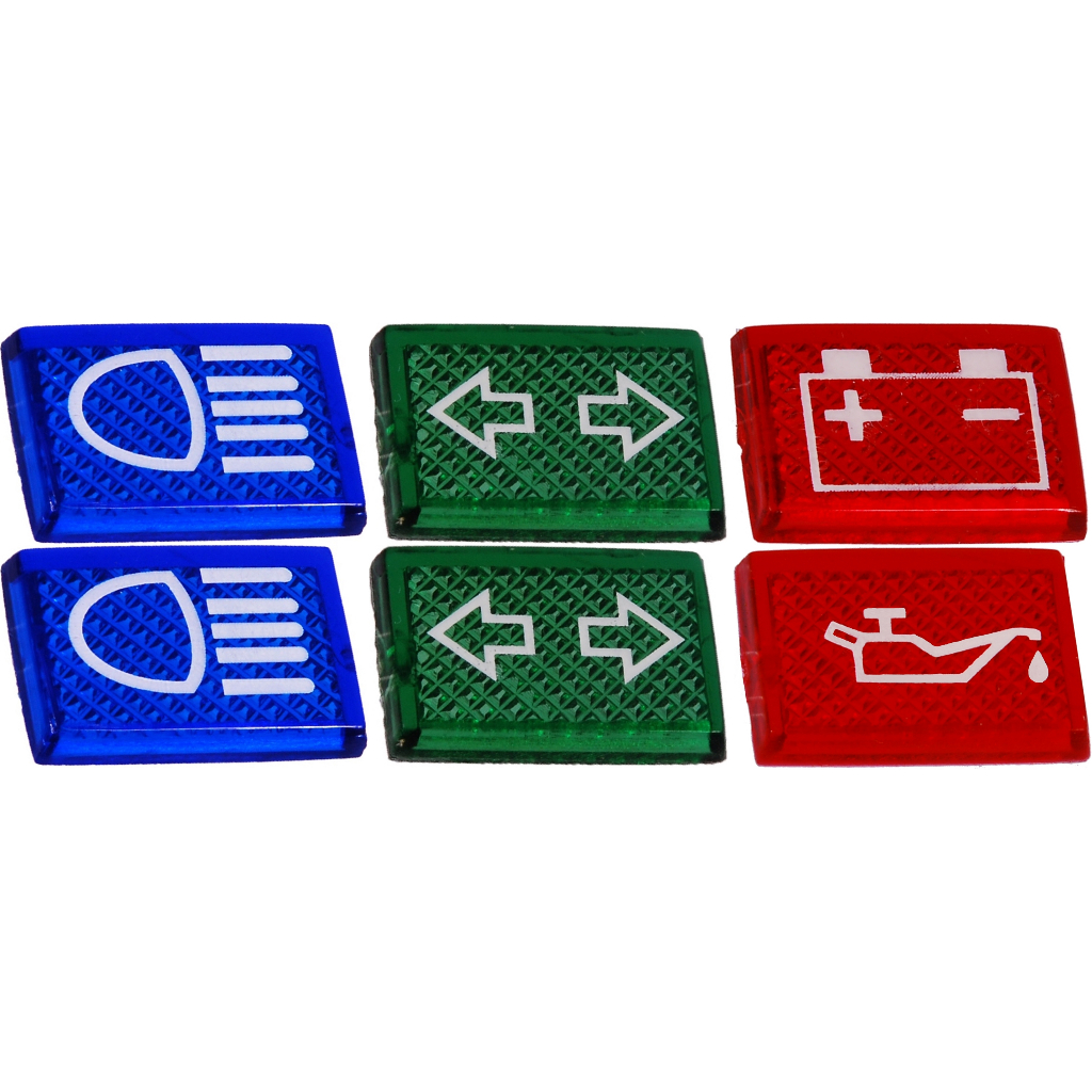 Kit C/6 lentes Sinalizadoras Vigia Painel Moderno MBB 2 Seta 2 Farol 1 Bateria 1 Óleo Leia Descrição