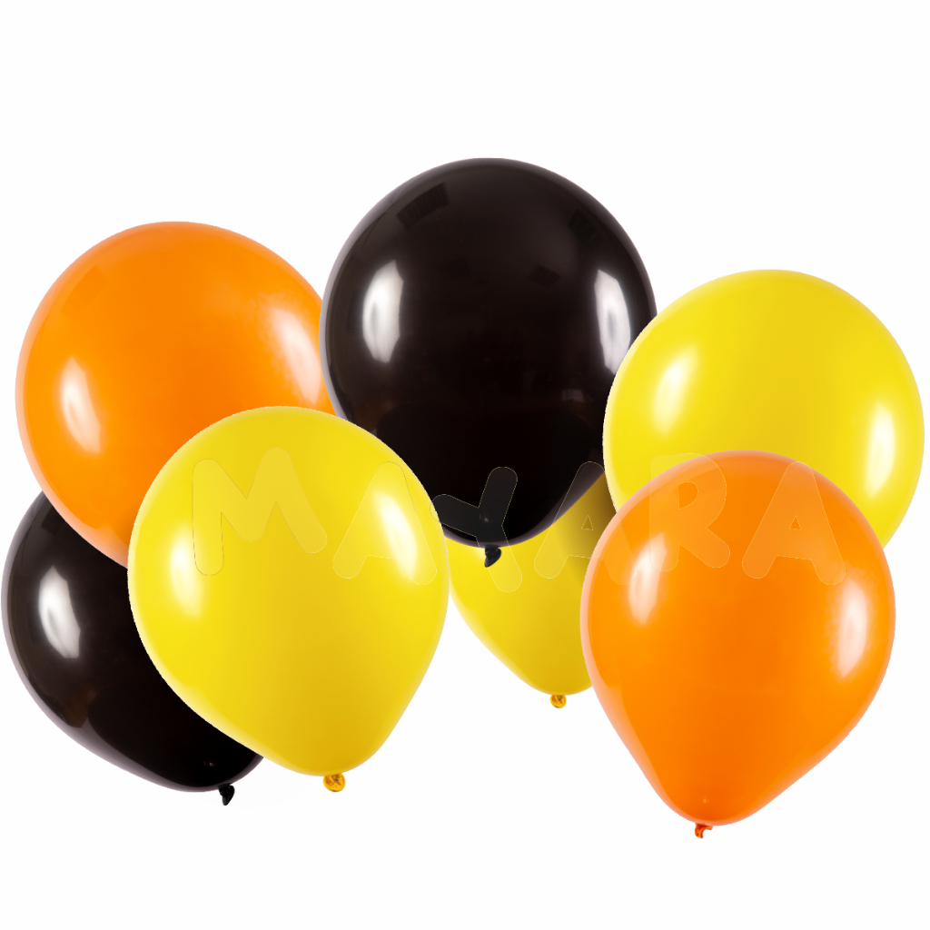 75 unidades Balões - Bexigas Laranja Preto e Amarelo em Oferta na Shopee