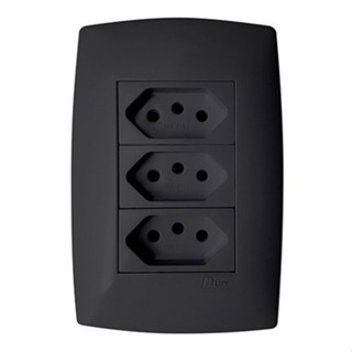 Conjunto Tomada Tripla 20a Grafite Home Blux