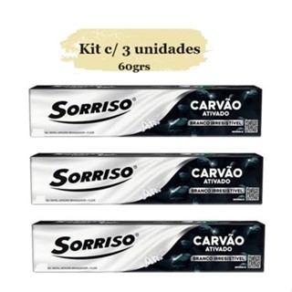 Kit c/ 3 unidades Creme Dental Sorriso Carvão Ativado 60g
