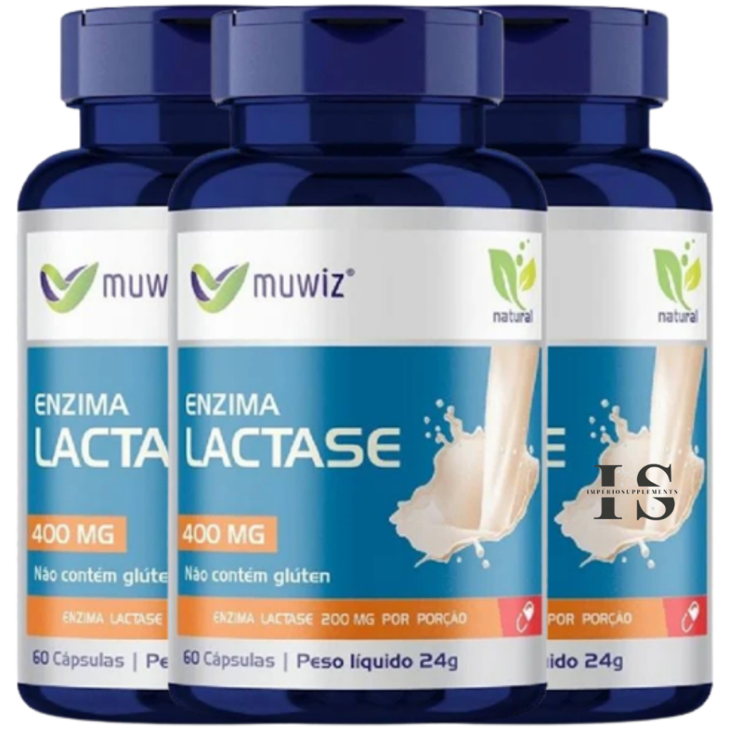 Kit 3 Unidades Enzima Lactase 180 Cápsulas 500mg - Muwiz