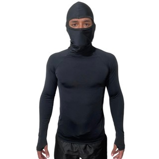 Segunda Pele Camisa Térmica Motoqueiro Uber Entregador Anti Frio Térmica Touca Ninja Frio Proteção Solar uv50+