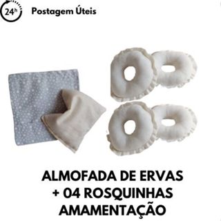 KIT COM ALMOFADA DE ERVAS + 4 ROSQUINHAS AMAMENTAÇÃO