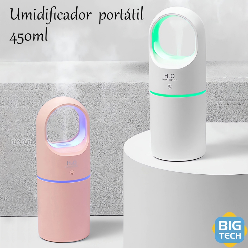 Umidificador De Ar E Aromatizador Grande 450ML Purificador De Ar E Difusor De Ambiente Portátil Led UM016