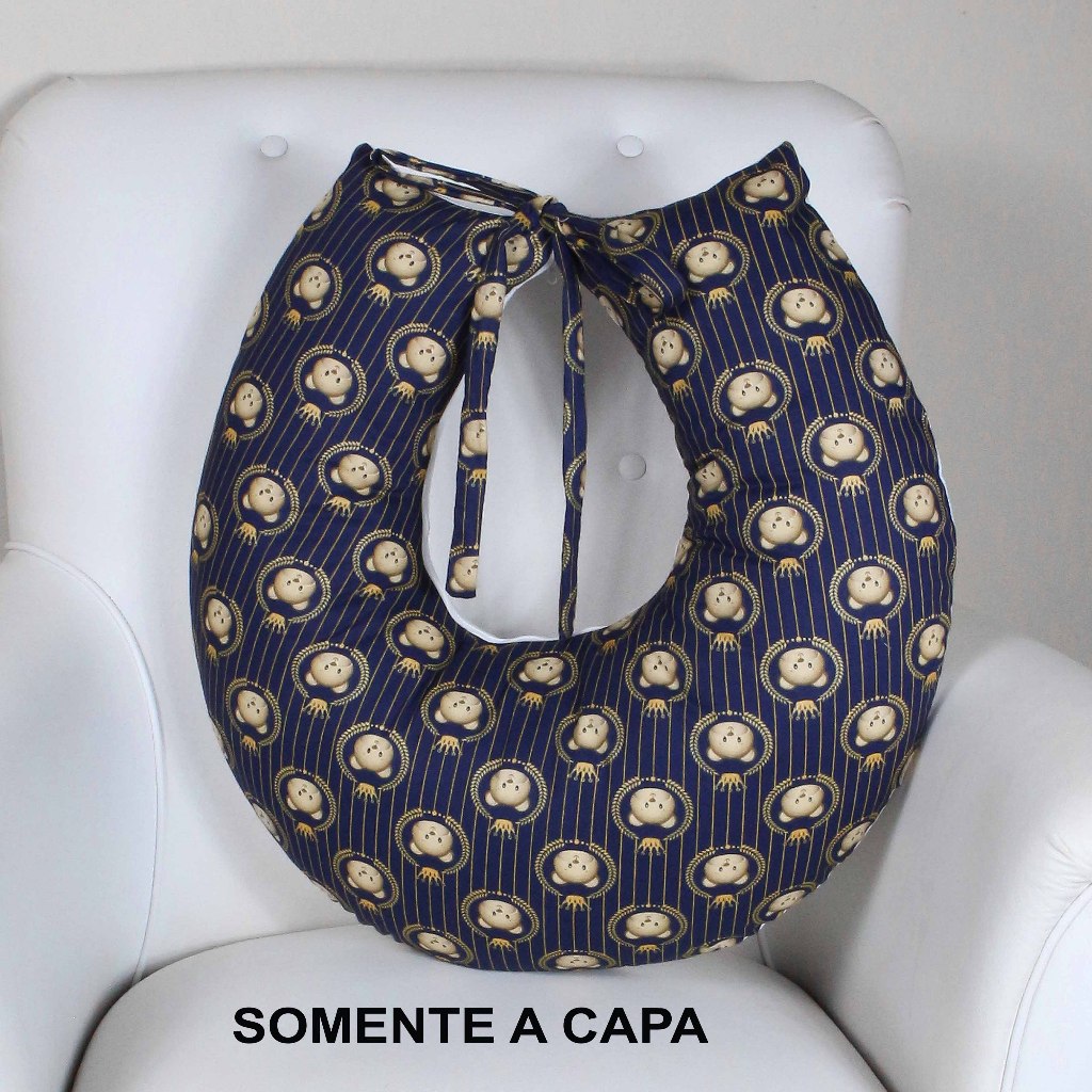 Capa Para Almofada De Amamentação Com Laço Zíper Macia 100% Algodão