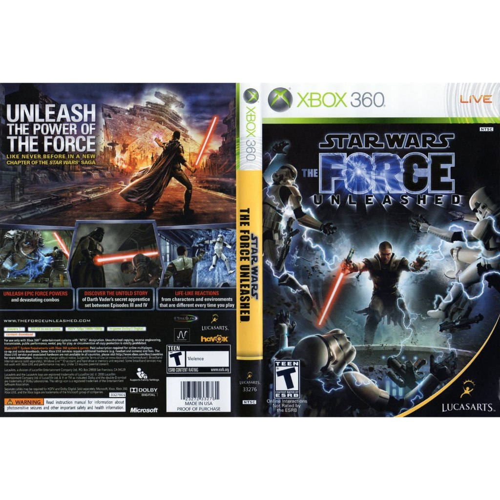 Star Wars Force Unleashed P/ XBOX360 (LTU/LT/JTAG/RGH)